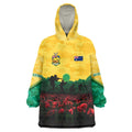 Personalized Australian Jackaroos ANZAC Wearable Blanket Hoodie Poppy Field Soldiers Silhouette Sunset Commemorative Design