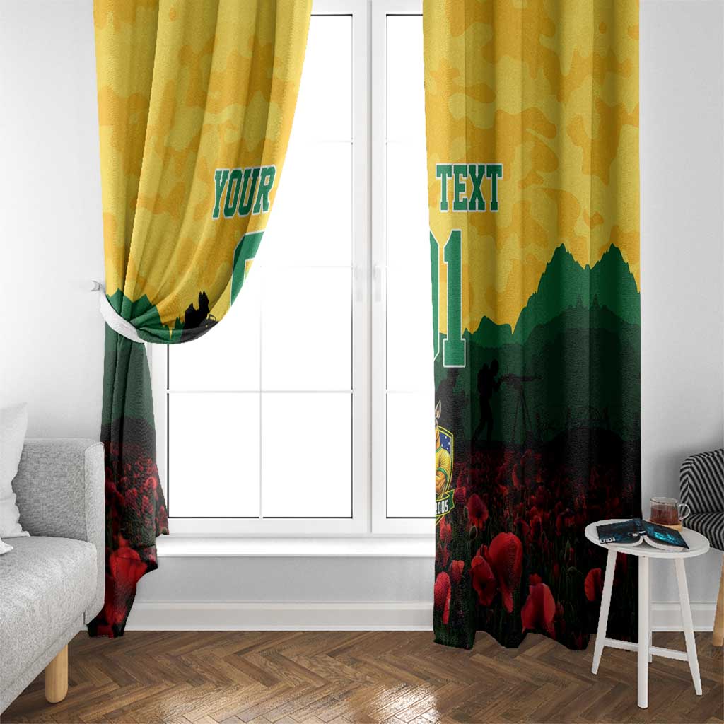 Personalized Australian Jackaroos ANZAC Window Curtain Poppy Field Soldiers Silhouette Sunset Commemorative Design