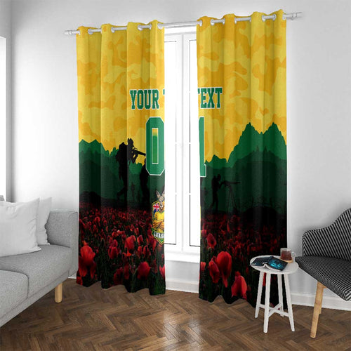 Personalized Australian Jackaroos ANZAC Window Curtain Poppy Field Soldiers Silhouette Sunset Commemorative Design