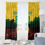 Personalized Australian Jackaroos ANZAC Window Curtain Poppy Field Soldiers Silhouette Sunset Commemorative Design