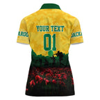 Personalized Australian Jackaroos ANZAC Women Polo Shirt Poppy Field Soldiers Silhouette Sunset Commemorative Design