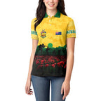Personalized Australian Jackaroos ANZAC Women Polo Shirt Poppy Field Soldiers Silhouette Sunset Commemorative Design