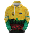 Personalized Australian Jackaroos ANZAC Zip Hoodie Poppy Field Soldiers Silhouette Sunset Commemorative Design