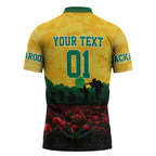 Personalized Australian Jackaroos ANZAC Zipper Polo Shirt Poppy Field Soldiers Silhouette Sunset Commemorative Design