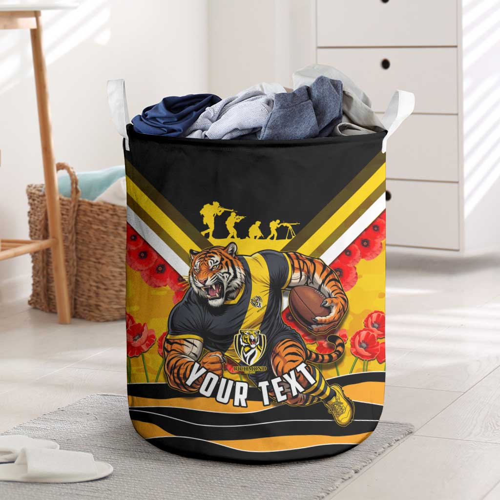 Personalised Richmond Tiger ANZAC Laundry Basket Military Remembrance Australian Football Mascot Camouflage