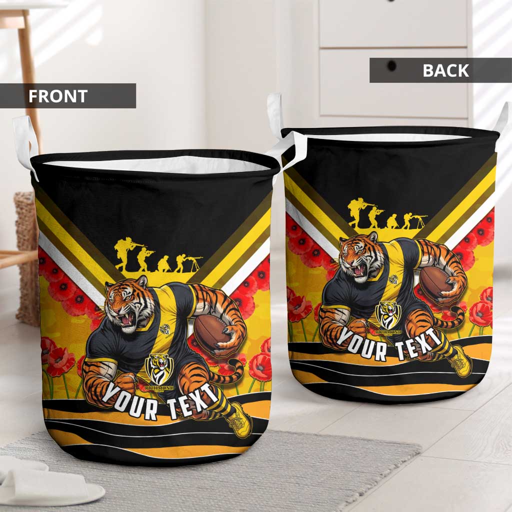 Personalised Richmond Tiger ANZAC Laundry Basket Military Remembrance Australian Football Mascot Camouflage