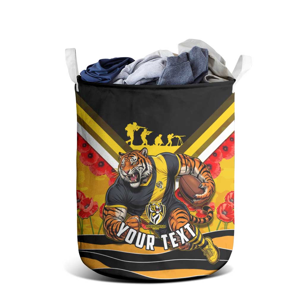 Personalised Richmond Tiger ANZAC Laundry Basket Military Remembrance Australian Football Mascot Camouflage