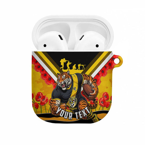 Personalised Richmond Tiger ANZAC AirPods Case Military Remembrance Australian Football Mascot Camouflage