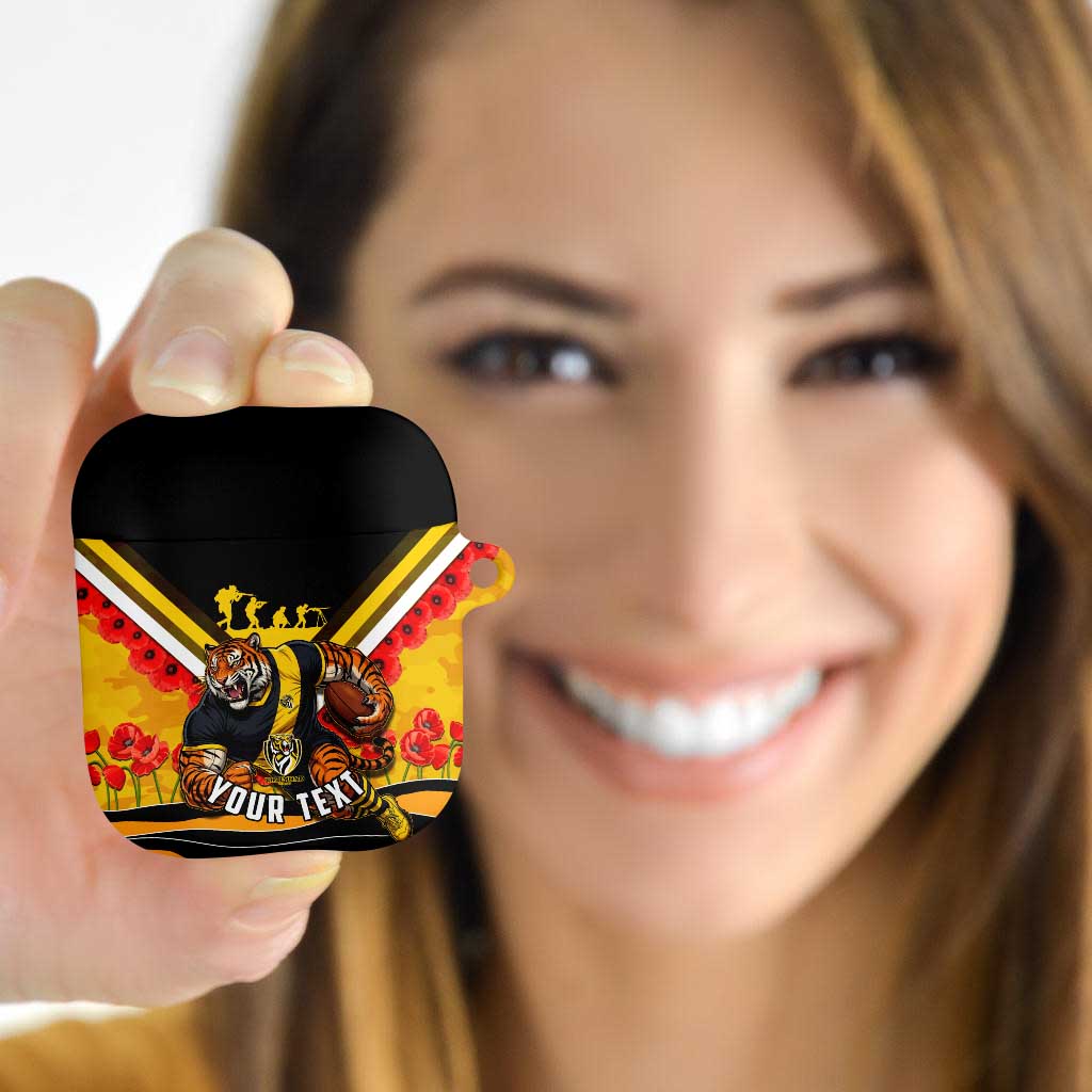 Personalised Richmond Tiger ANZAC AirPods Case Military Remembrance Australian Football Mascot Camouflage