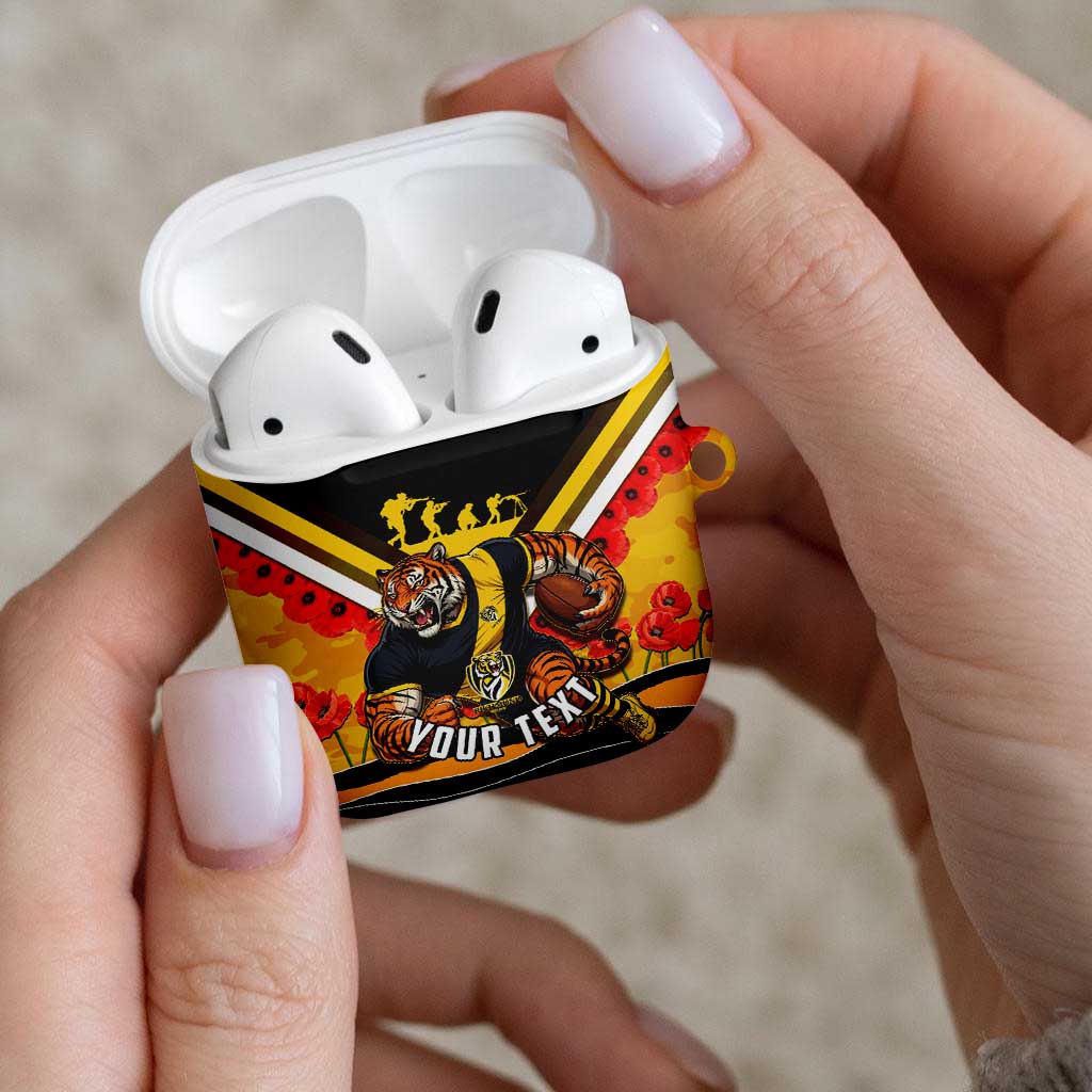 Personalised Richmond Tiger ANZAC AirPods Case Military Remembrance Australian Football Mascot Camouflage
