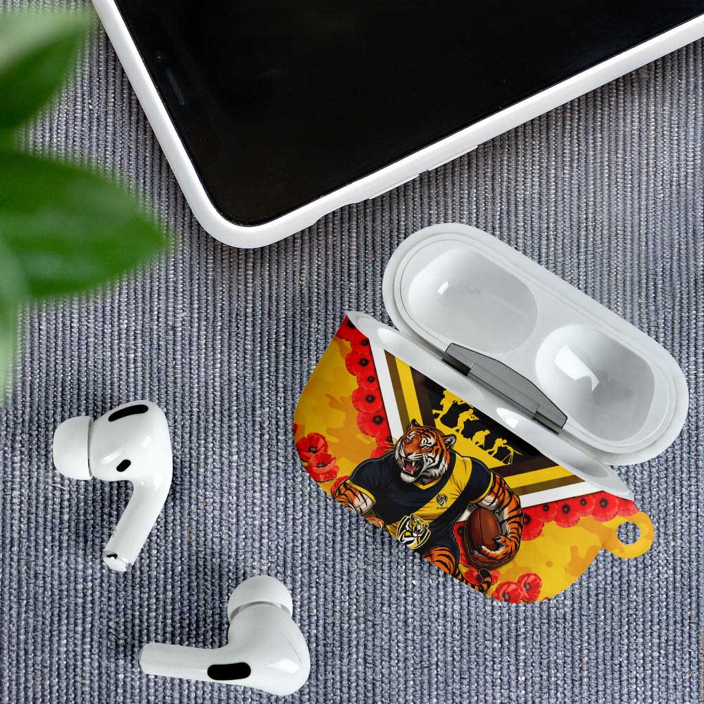 Personalised Richmond Tiger ANZAC AirPods Case Military Remembrance Australian Football Mascot Camouflage