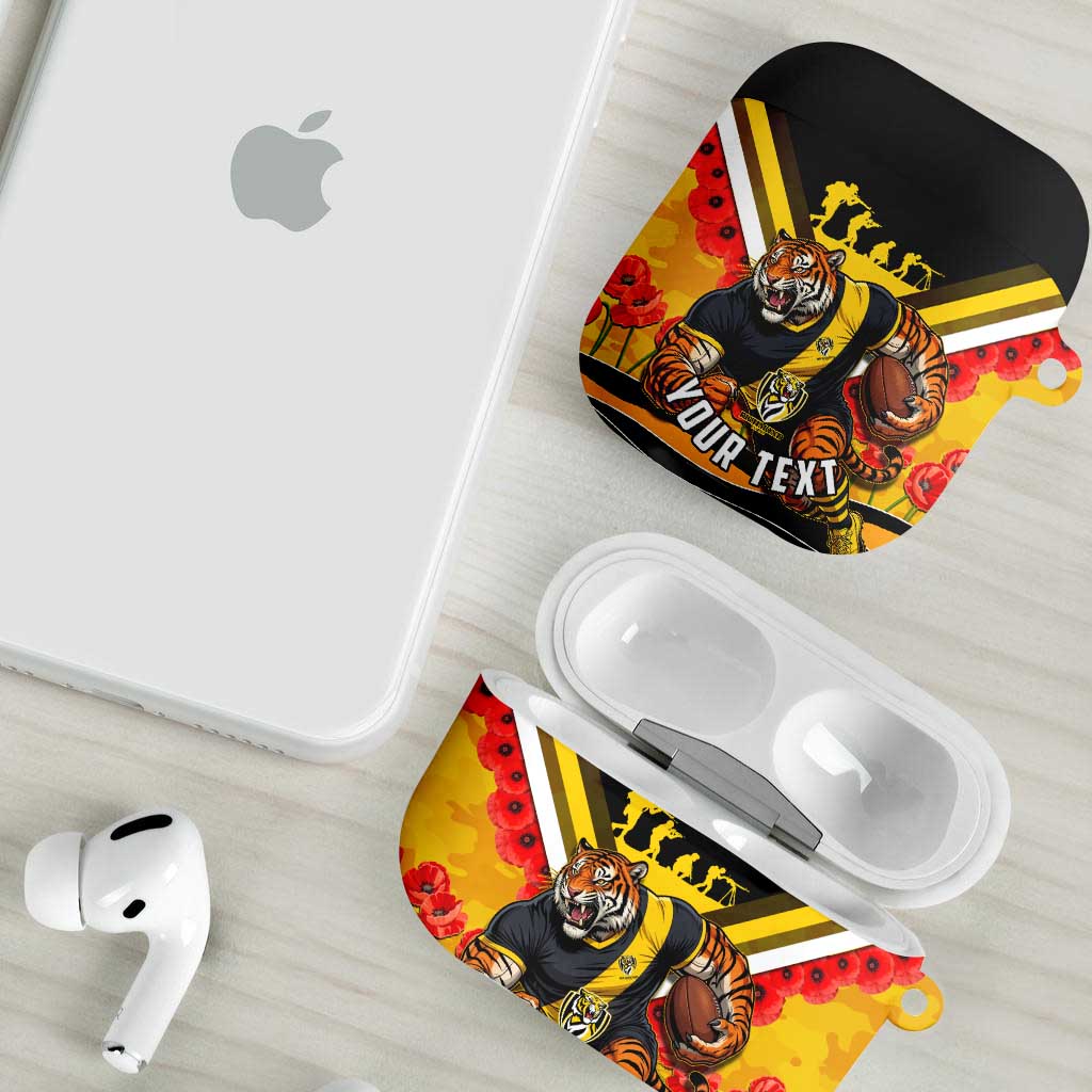 Personalised Richmond Tiger ANZAC AirPods Case Military Remembrance Australian Football Mascot Camouflage