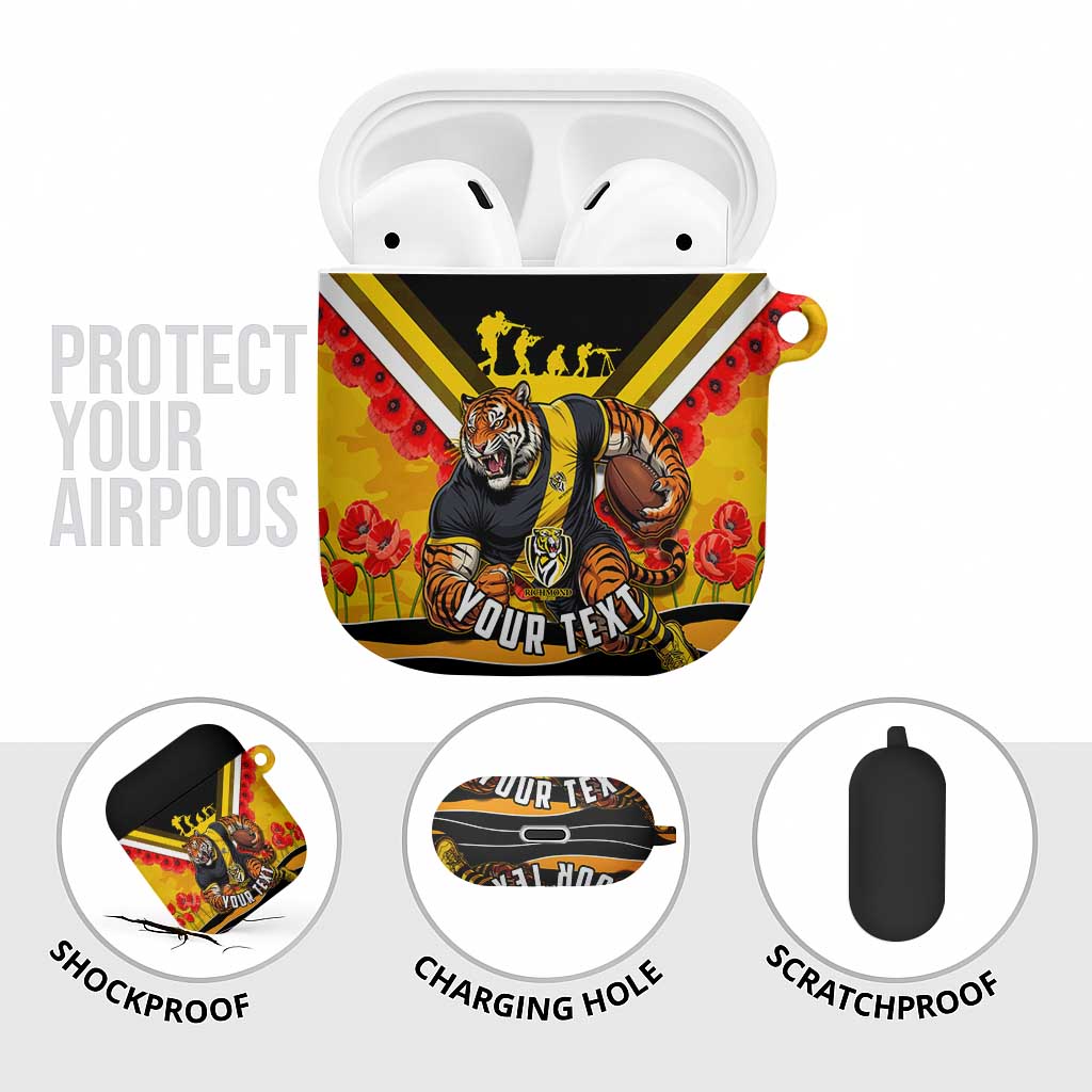 Personalised Richmond Tiger ANZAC AirPods Case Military Remembrance Australian Football Mascot Camouflage