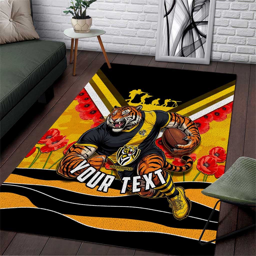 Personalised Richmond Tiger ANZAC Area Rug Military Remembrance Australian Football Mascot Camouflage
