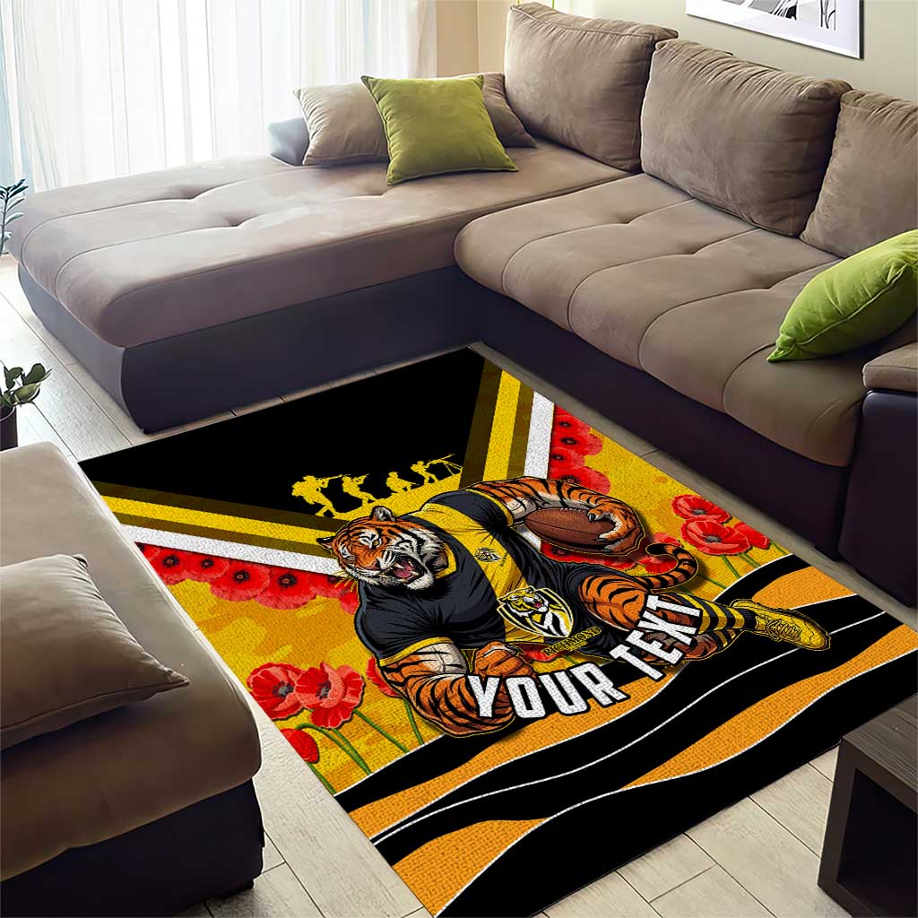 Personalised Richmond Tiger ANZAC Area Rug Military Remembrance Australian Football Mascot Camouflage