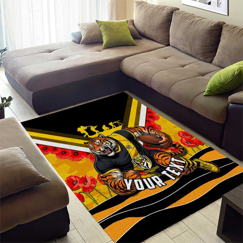 Personalised Richmond Tiger ANZAC Area Rug Military Remembrance Australian Football Mascot Camouflage