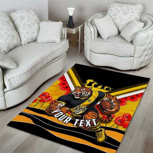 Personalised Richmond Tiger ANZAC Area Rug Military Remembrance Australian Football Mascot Camouflage