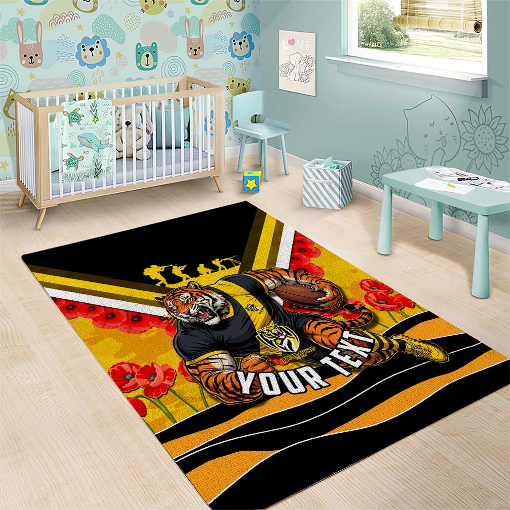 Personalised Richmond Tiger ANZAC Area Rug Military Remembrance Australian Football Mascot Camouflage
