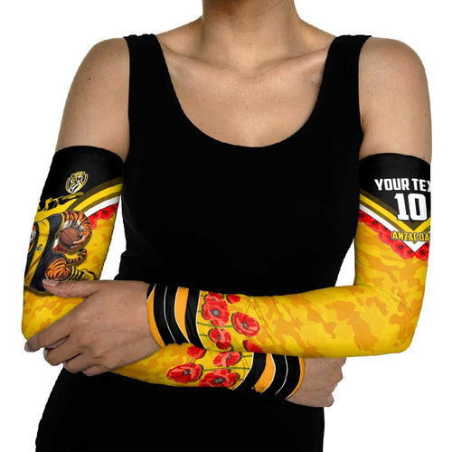 Personalised Richmond Tiger ANZAC Arm Sleeves Military Remembrance Australian Football Mascot Camouflage