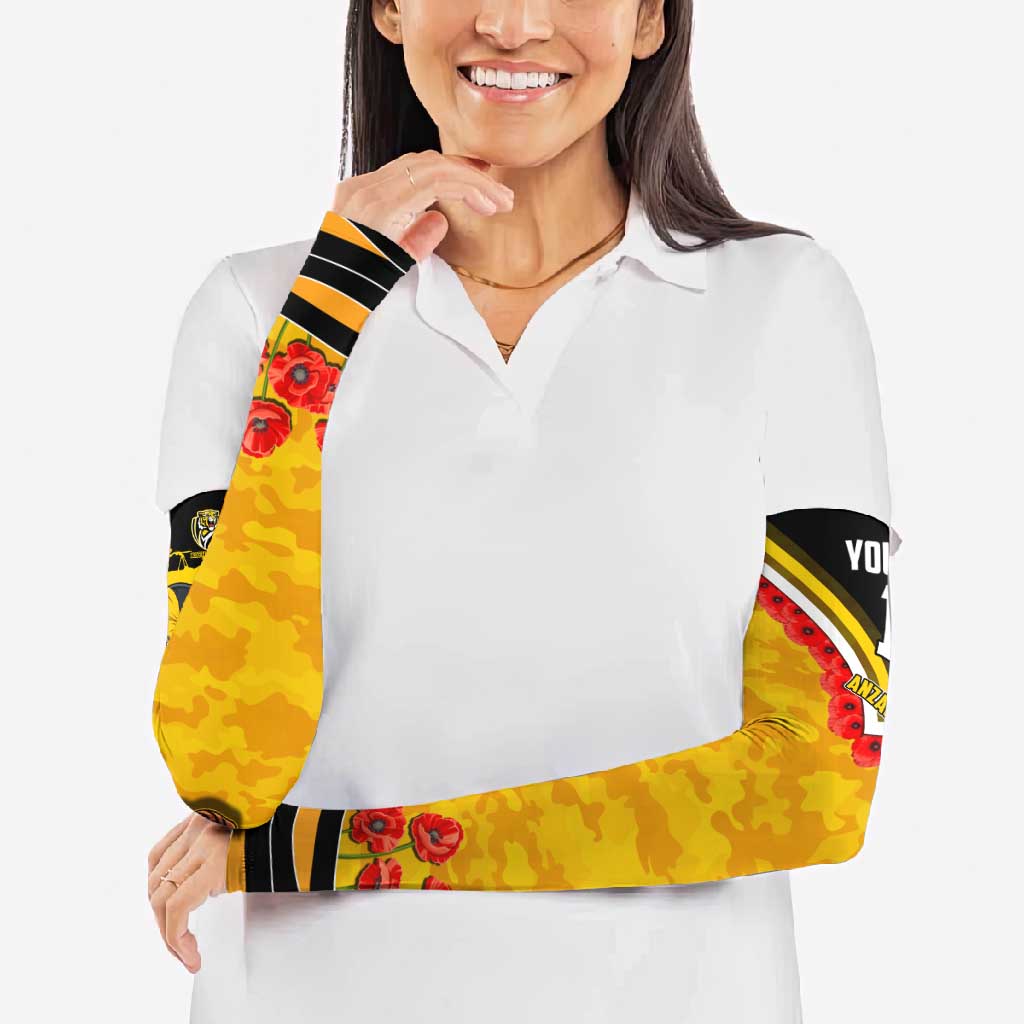 Personalised Richmond Tiger ANZAC Arm Sleeves Military Remembrance Australian Football Mascot Camouflage