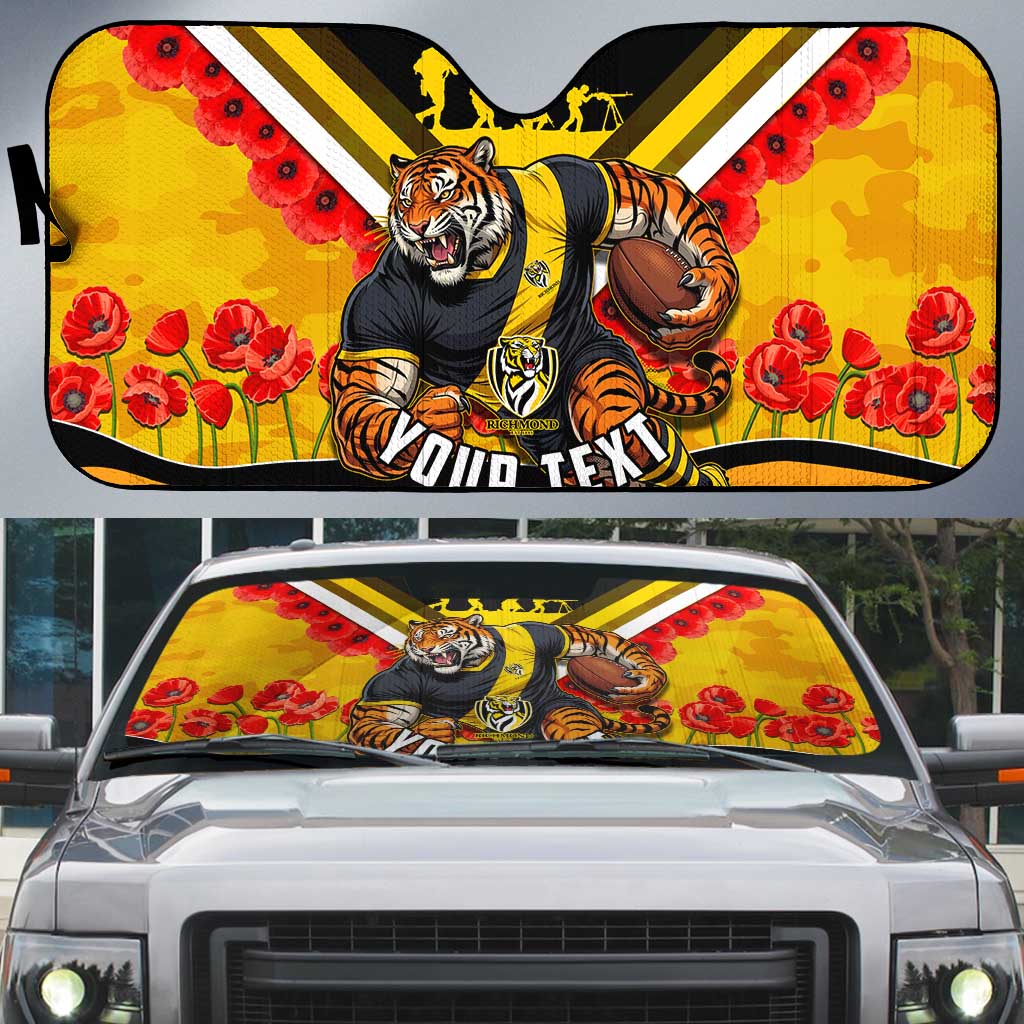 Personalised Richmond Tiger ANZAC Auto Sun Shade Military Remembrance Australian Football Mascot Camouflage