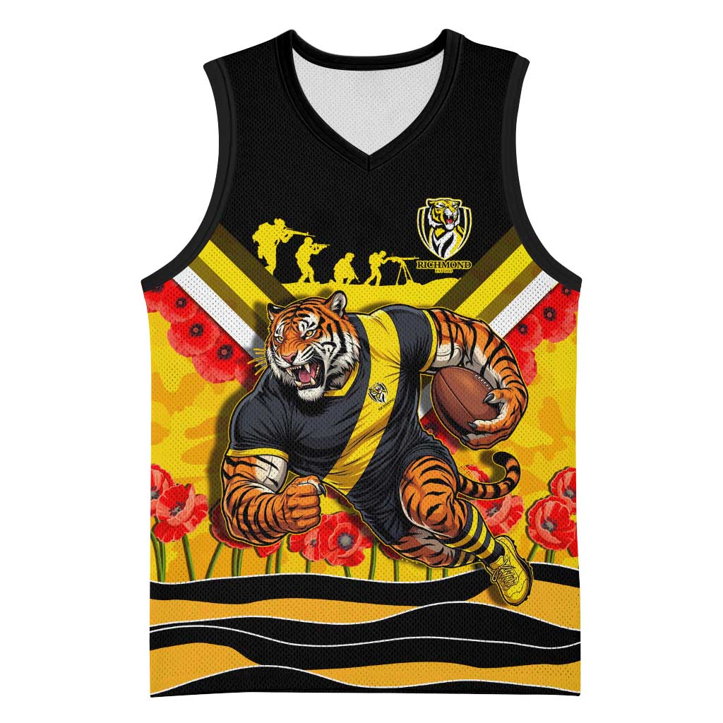 Personalised Richmond Tiger ANZAC Basketball Jersey Military Remembrance Australian Football Mascot Camouflage