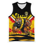 Personalised Richmond Tiger ANZAC Basketball Jersey Military Remembrance Australian Football Mascot Camouflage