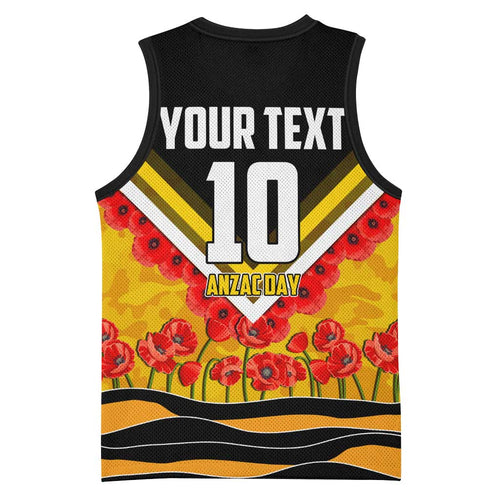 Personalised Richmond Tiger ANZAC Basketball Jersey Military Remembrance Australian Football Mascot Camouflage