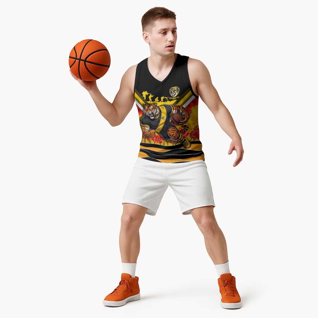 Personalised Richmond Tiger ANZAC Basketball Jersey Military Remembrance Australian Football Mascot Camouflage