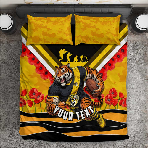 Personalised Richmond Tiger ANZAC Bedding Set Military Remembrance Australian Football Mascot Camouflage