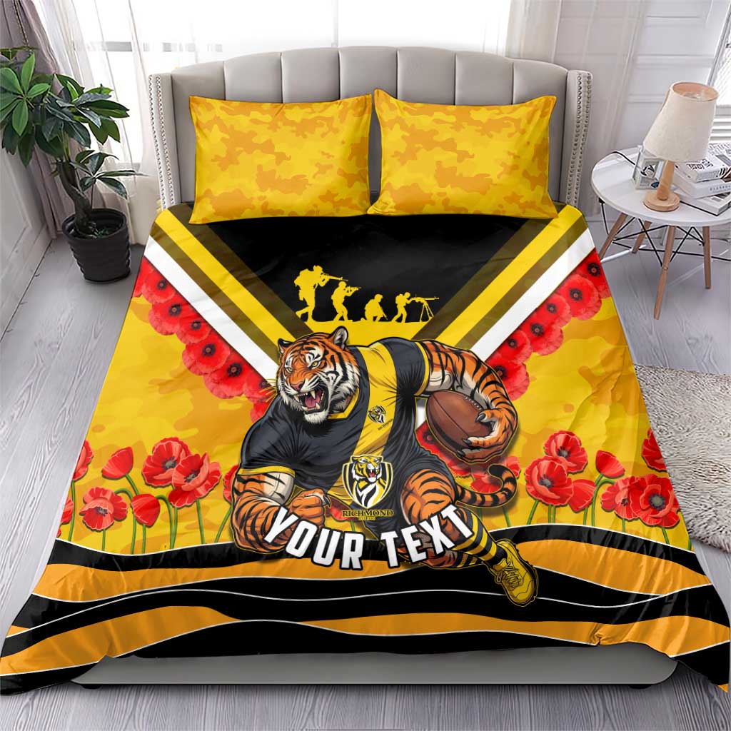 Personalised Richmond Tiger ANZAC Bedding Set Military Remembrance Australian Football Mascot Camouflage