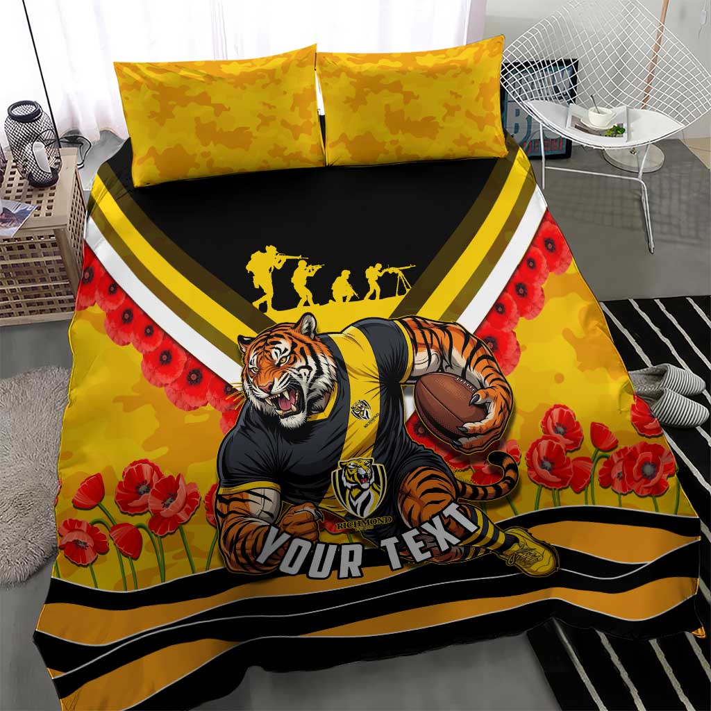 Personalised Richmond Tiger ANZAC Bedding Set Military Remembrance Australian Football Mascot Camouflage