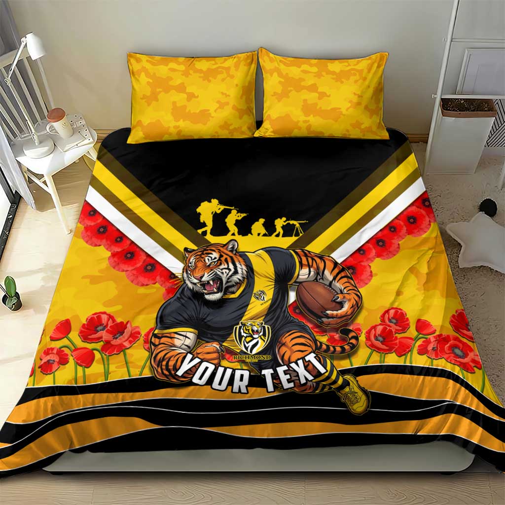 Personalised Richmond Tiger ANZAC Bedding Set Military Remembrance Australian Football Mascot Camouflage