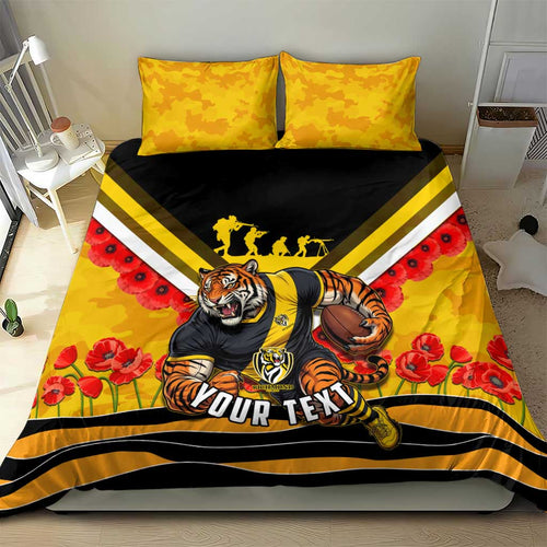 Personalised Richmond Tiger ANZAC Bedding Set Military Remembrance Australian Football Mascot Camouflage