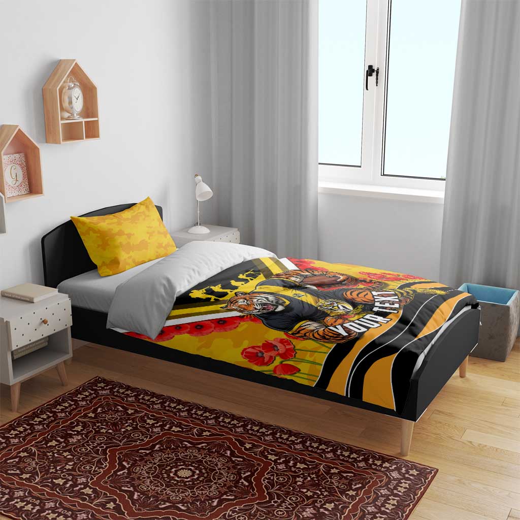 Personalised Richmond Tiger ANZAC Bedding Set Military Remembrance Australian Football Mascot Camouflage
