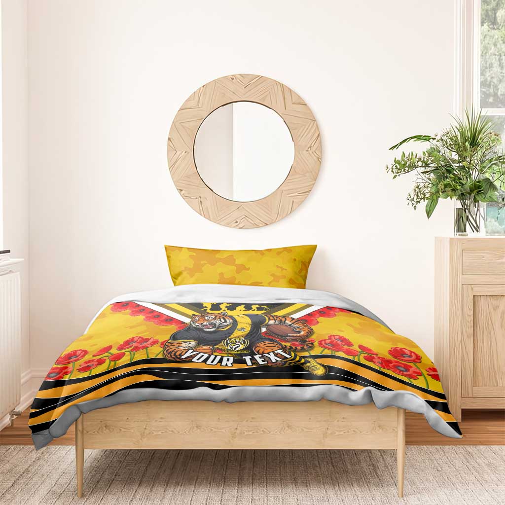 Personalised Richmond Tiger ANZAC Bedding Set Military Remembrance Australian Football Mascot Camouflage