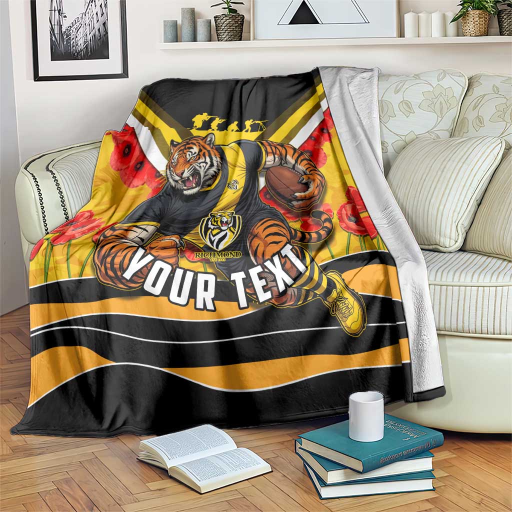 Personalised Richmond Tiger ANZAC Blanket Military Remembrance Australian Football Mascot Camouflage
