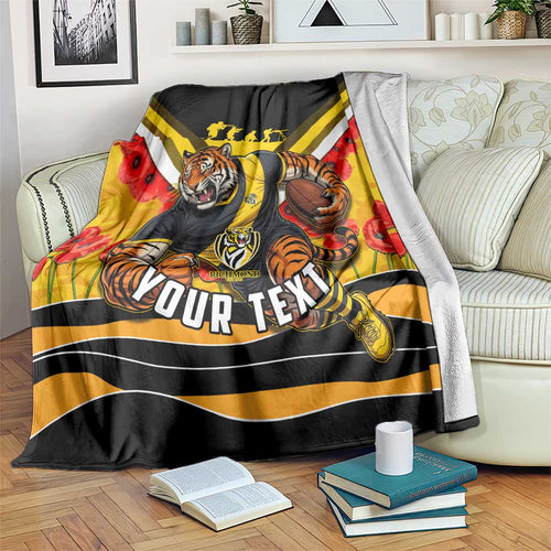 Personalised Richmond Tiger ANZAC Blanket Military Remembrance Australian Football Mascot Camouflage
