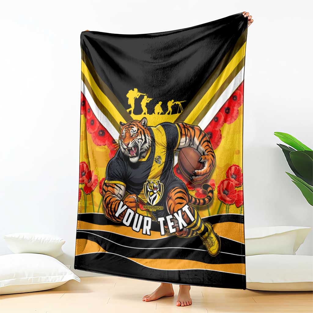 Personalised Richmond Tiger ANZAC Blanket Military Remembrance Australian Football Mascot Camouflage