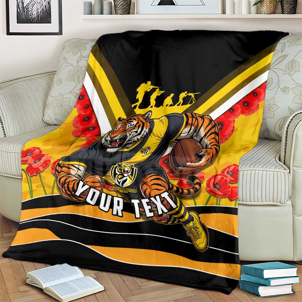 Personalised Richmond Tiger ANZAC Blanket Military Remembrance Australian Football Mascot Camouflage