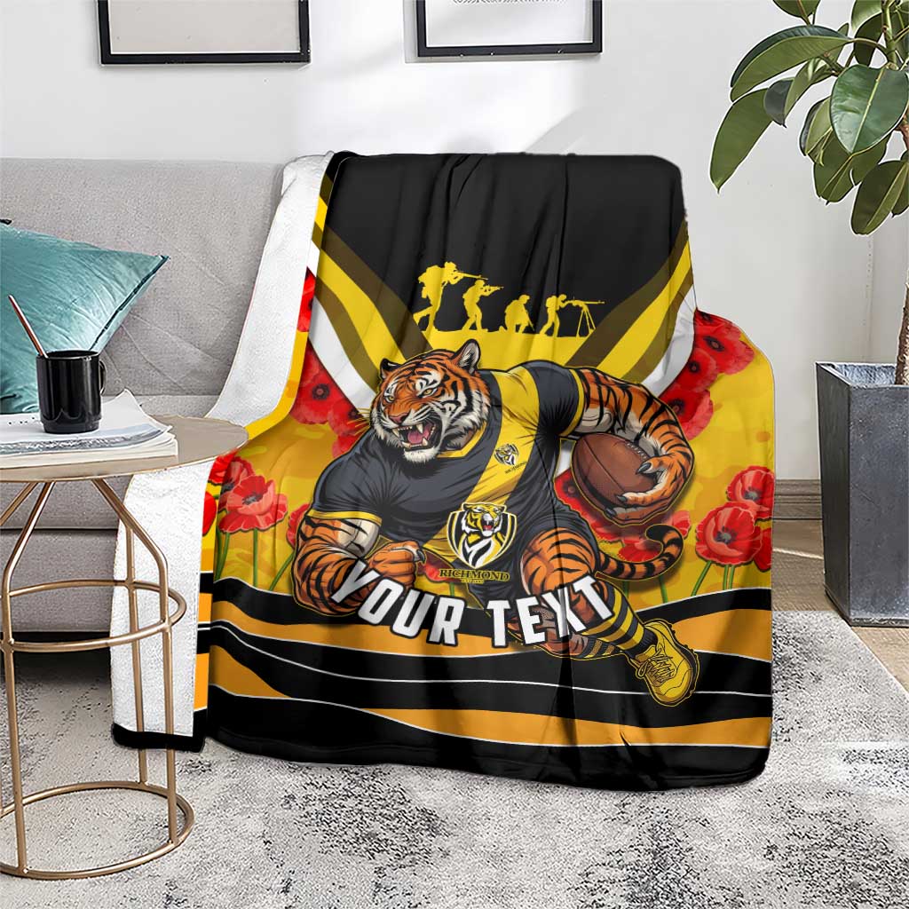 Personalised Richmond Tiger ANZAC Blanket Military Remembrance Australian Football Mascot Camouflage
