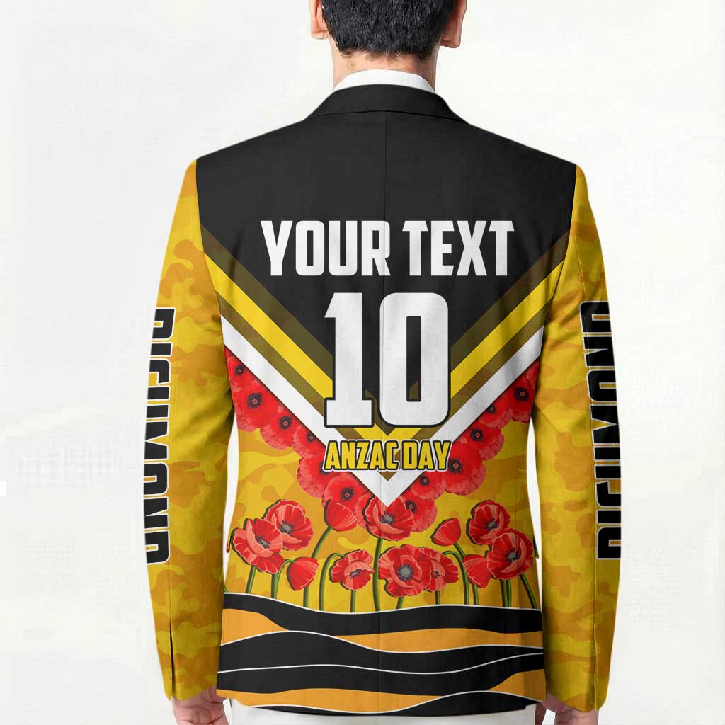 Personalised Richmond Tiger ANZAC Blazer Military Remembrance Australian Football Mascot Camouflage