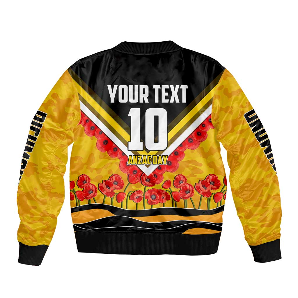 Personalised Richmond Tiger ANZAC Bomber Jacket Military Remembrance Australian Football Mascot Camouflage
