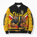 Personalised Richmond Tiger ANZAC Bomber Puffer Jacket Military Remembrance Australian Football Mascot Camouflage