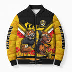 Personalised Richmond Tiger ANZAC Bomber Puffer Jacket Military Remembrance Australian Football Mascot Camouflage