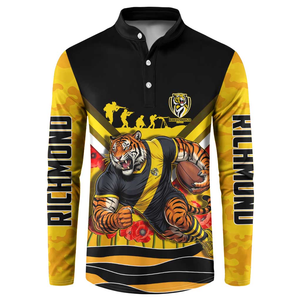 Personalised Richmond Tiger ANZAC Button Sweatshirt Military Remembrance Australian Football Mascot Camouflage