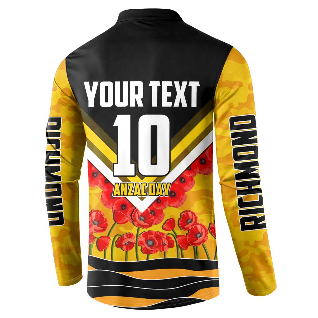 Personalised Richmond Tiger ANZAC Button Sweatshirt Military Remembrance Australian Football Mascot Camouflage