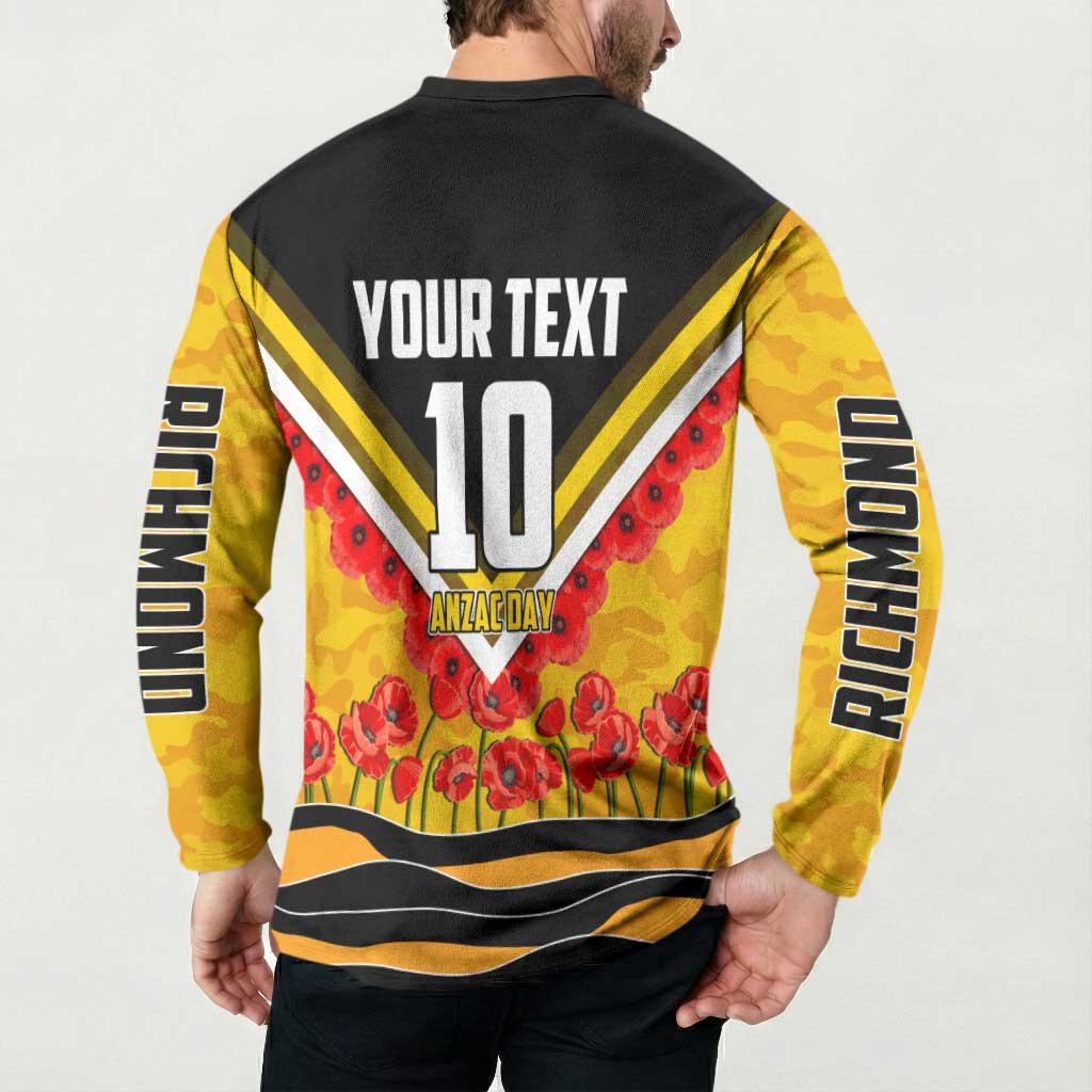 Personalised Richmond Tiger ANZAC Button Sweatshirt Military Remembrance Australian Football Mascot Camouflage