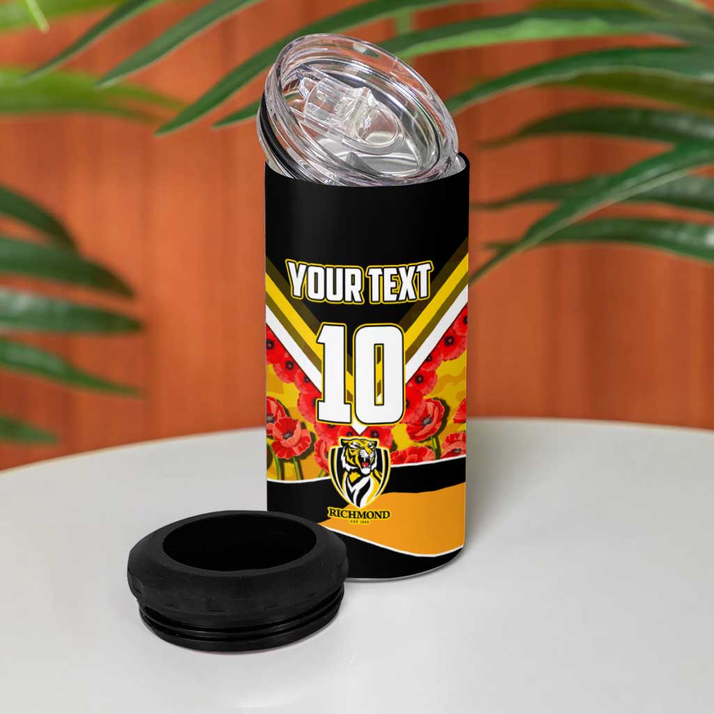 Personalised Richmond Tiger ANZAC 4 in 1 Can Cooler Tumbler Military Remembrance Australian Football Mascot Camouflage