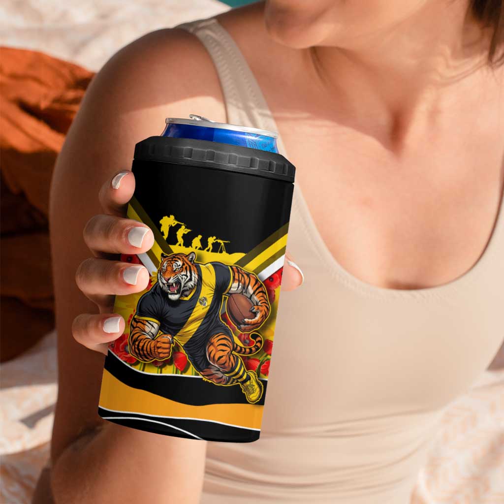 Personalised Richmond Tiger ANZAC 4 in 1 Can Cooler Tumbler Military Remembrance Australian Football Mascot Camouflage